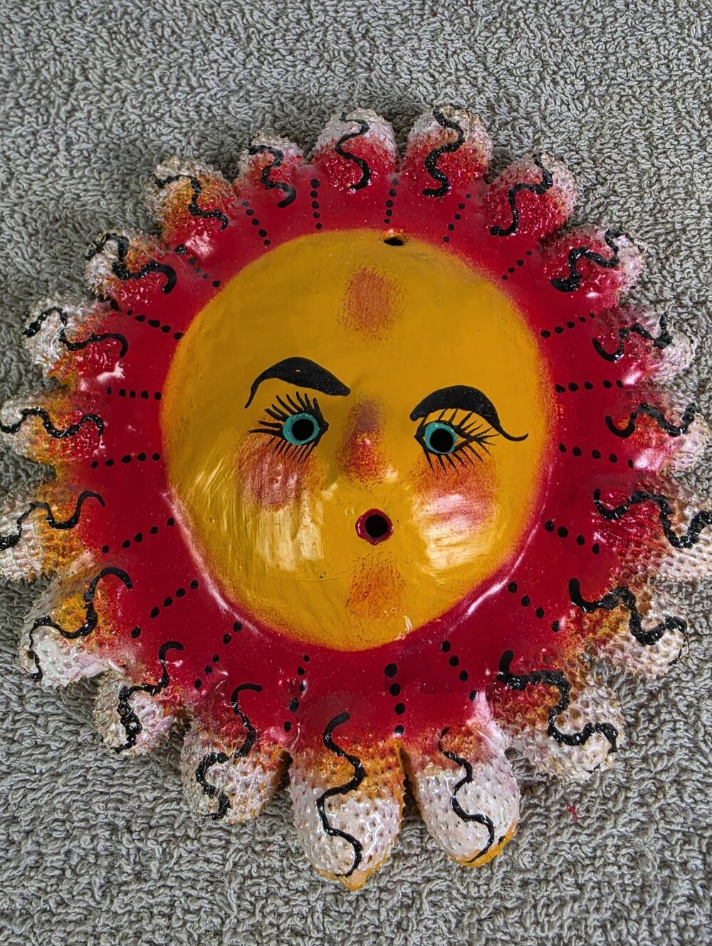 Handpainted Coconut Sun Face Wall Art